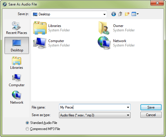 Save As Audio File dialog box